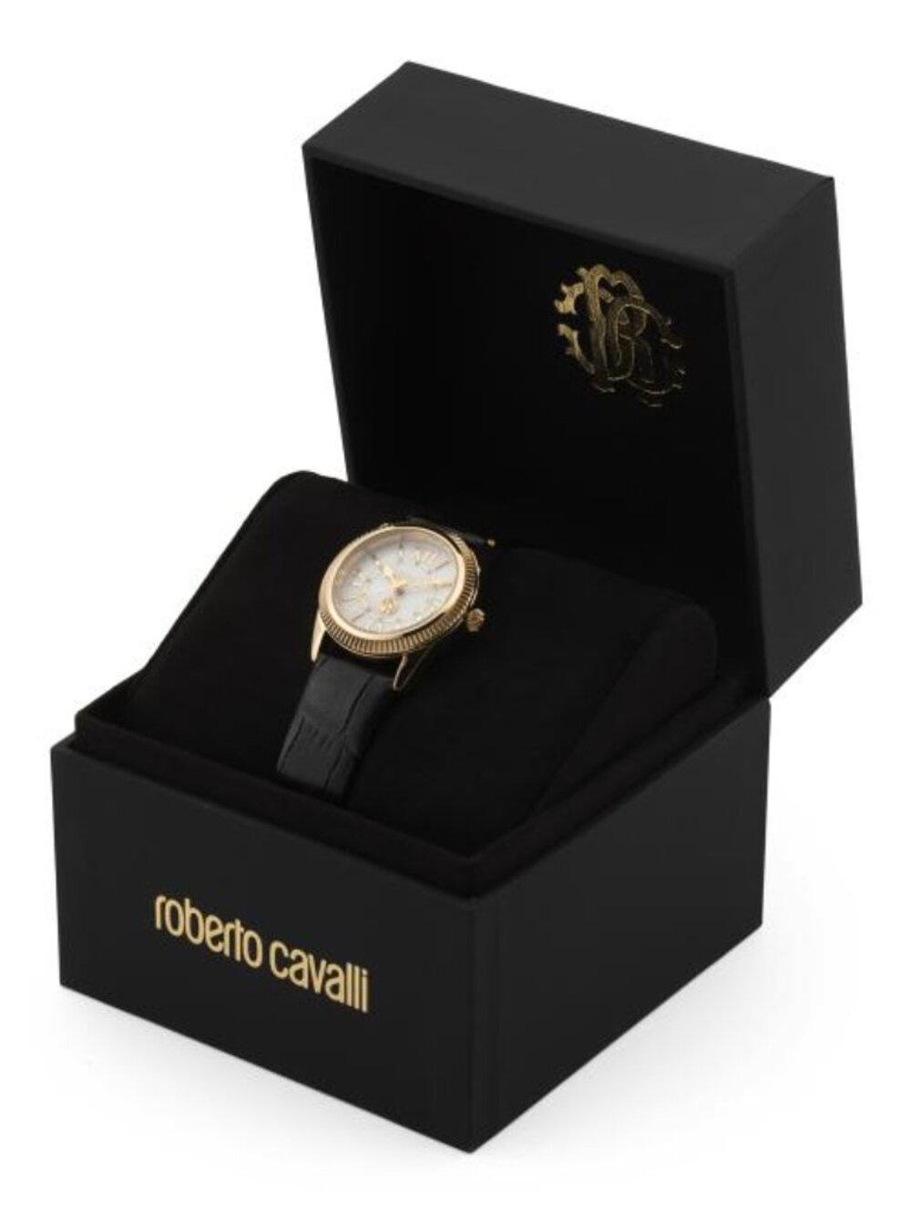 ROBERTO CAVALLI Women's Gold Mother Of Pearl Leather Strap Watch - Picture 3 of 5